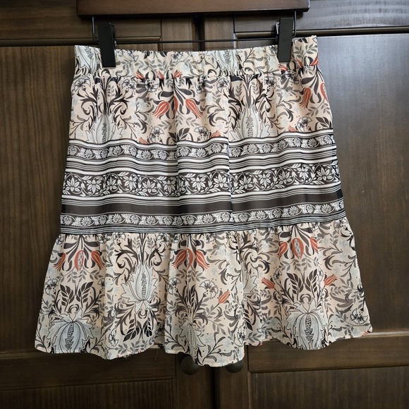LOFT Dresses & Skirts - Loft Outlet Skirt Womens Med Petite Peach Floral Coastal Cowgirl Chiffon Ruffle